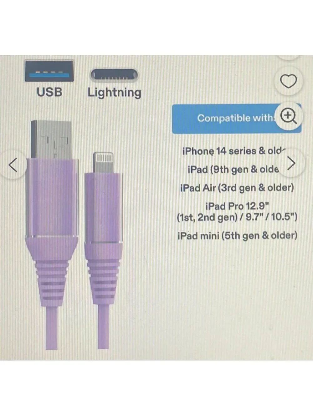 Onn 6ft Lightning to USB Charging Cable Light Purple